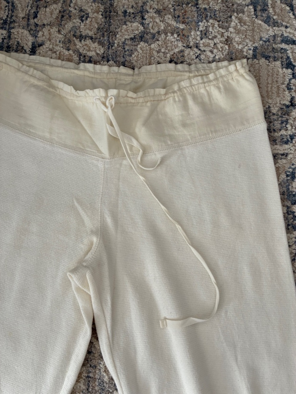Cream Knit Drawstring Lounge Pants - Picture 2 of 2